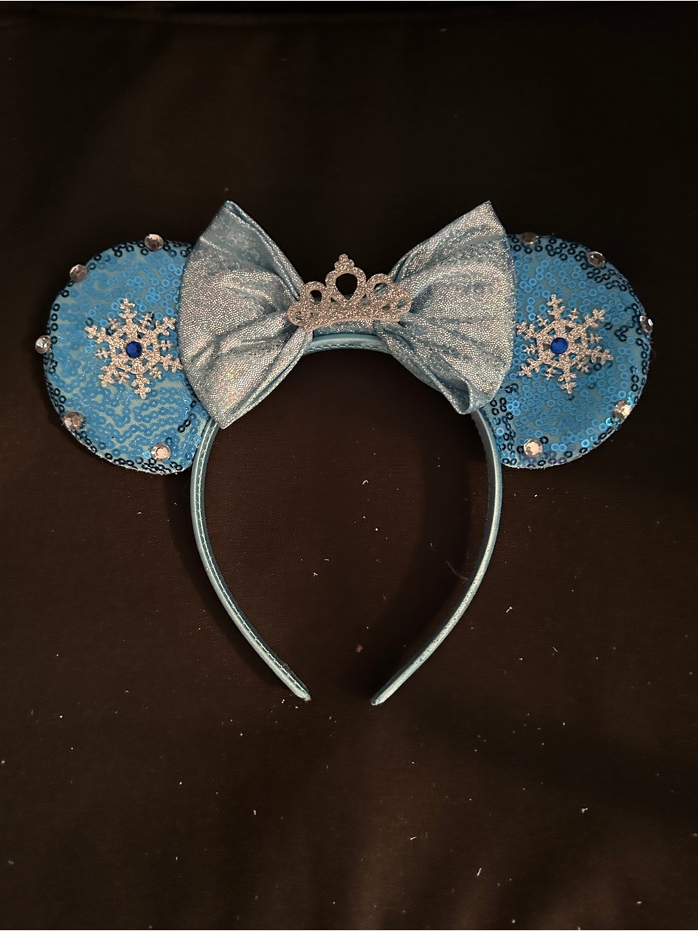 Frozen Sparkling Blue Snowflake Kids Headband with Bow and Tiara